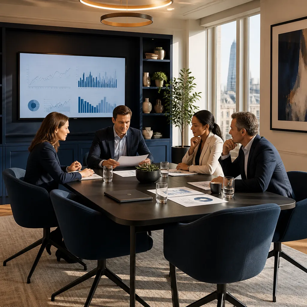 Novexa strategy team collaborating in a modern office